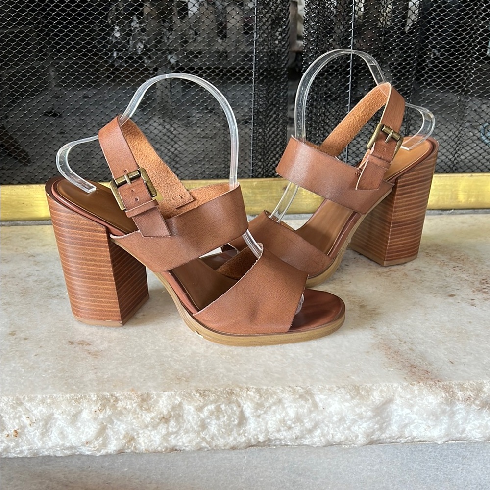 Urban Outfitters Brown Leather Block Heel Sandals